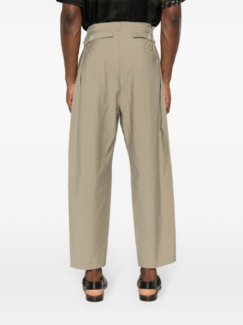 Neutral Belted Tapered-leg Trousers