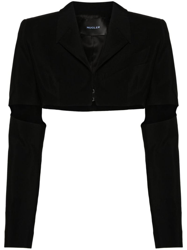 Black Cut-out Cropped Blazer