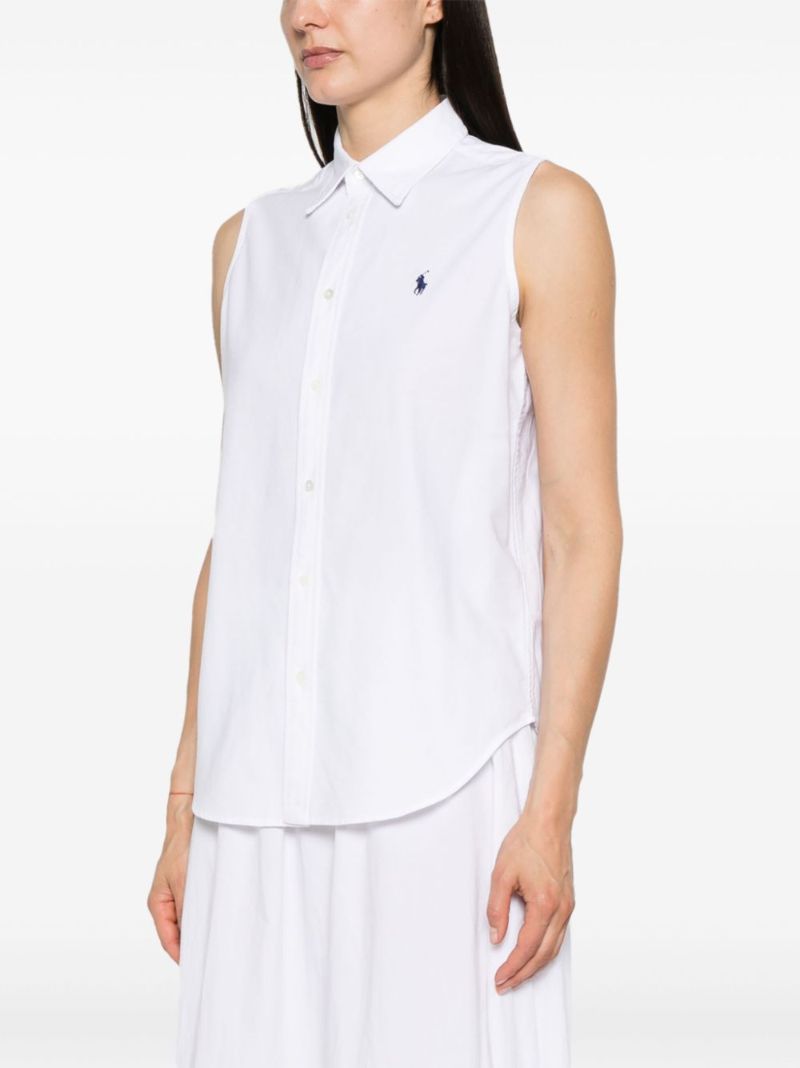 White Polo Pony-embroidered Cotton Shirt