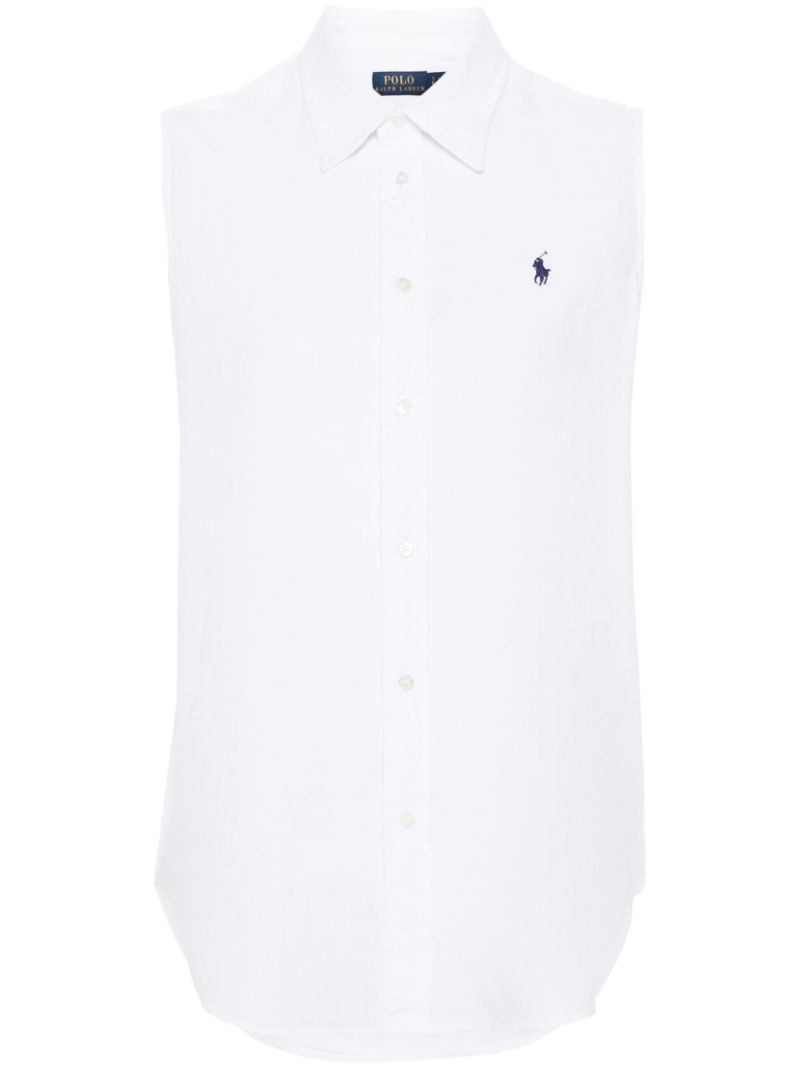 White Polo Pony-embroidered Cotton Shirt