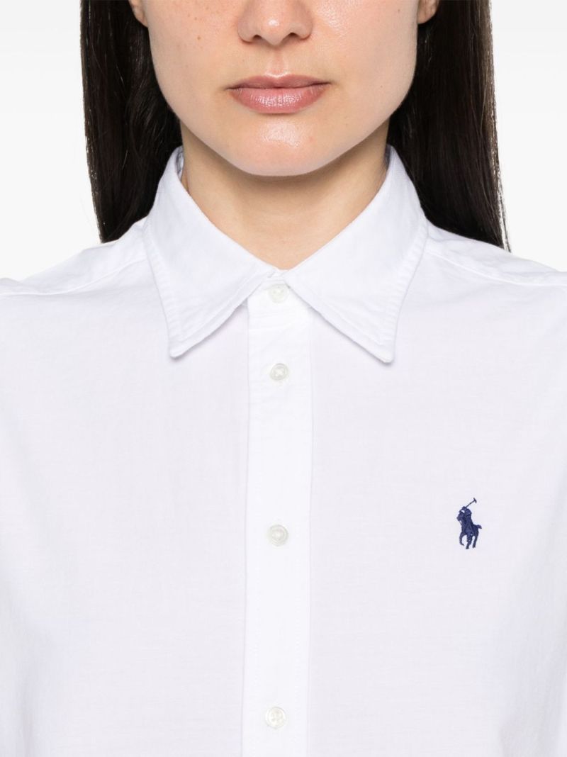 White Polo Pony-embroidered Cotton Shirt