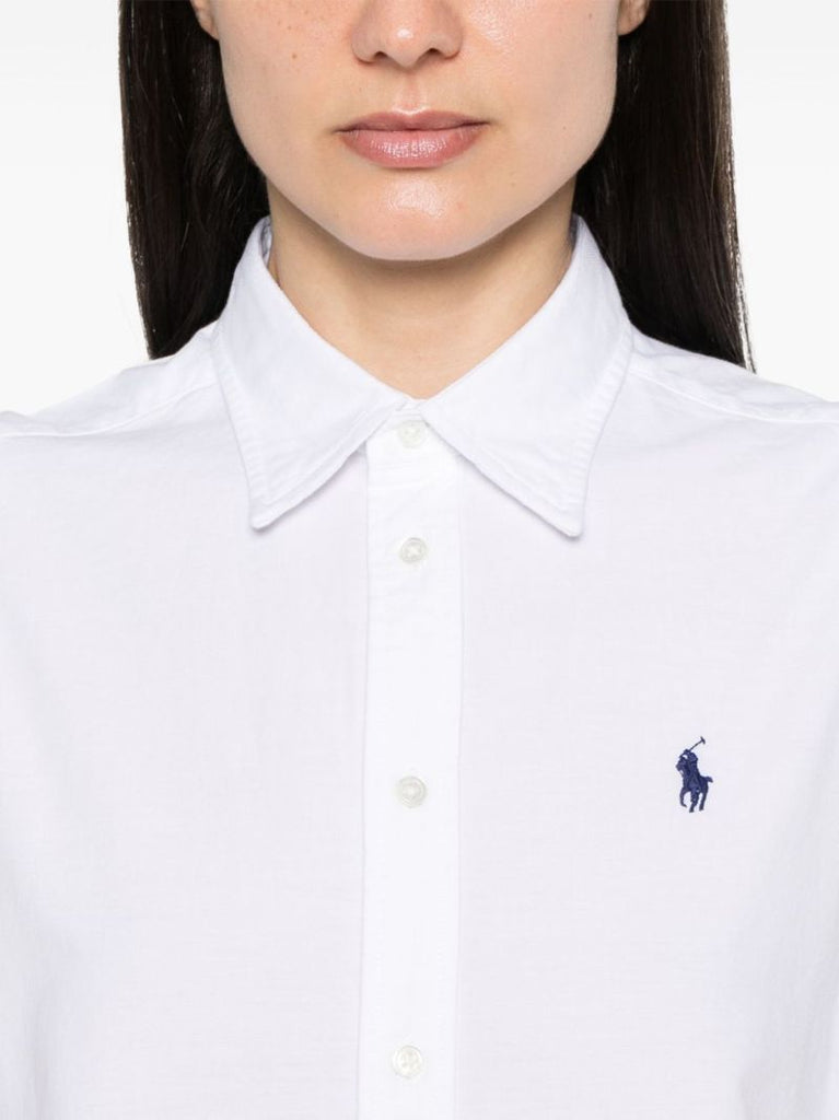 White Polo Pony-embroidered Cotton Shirt