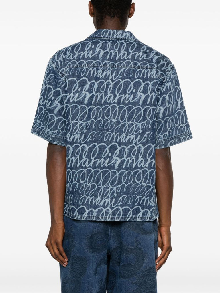 Blue Logo-print Denim Shirt