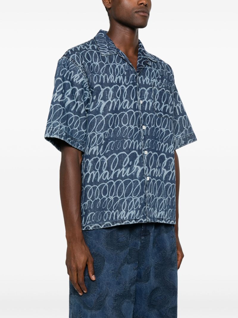 Blue Logo-print Denim Shirt