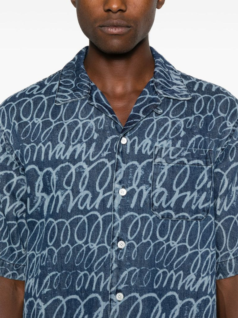 Blue Logo-print Denim Shirt