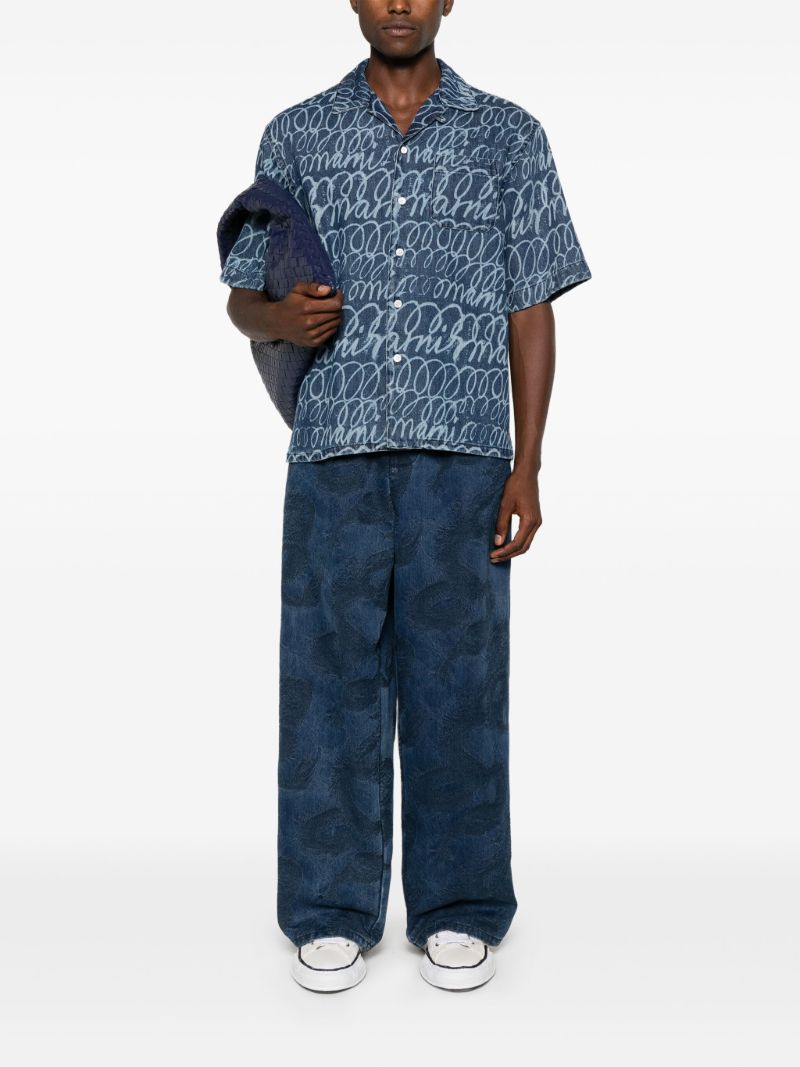 Blue Logo-print Denim Shirt