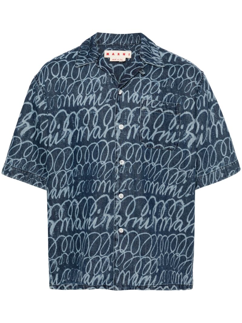 Blue Logo-print Denim Shirt