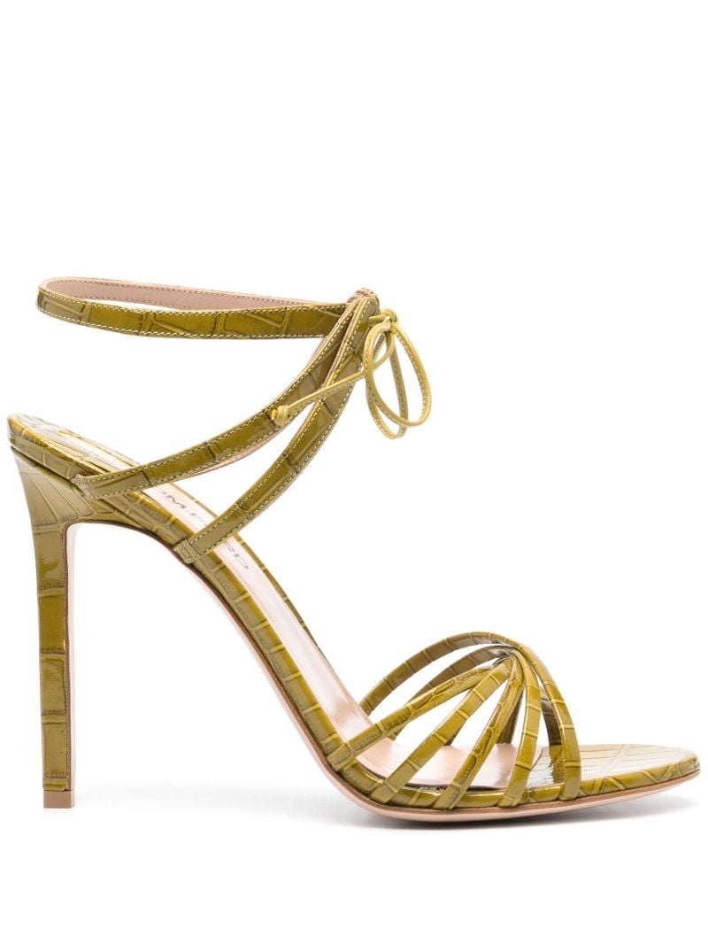 Green Angelica 105 Crocodile-effect Leather Sandals