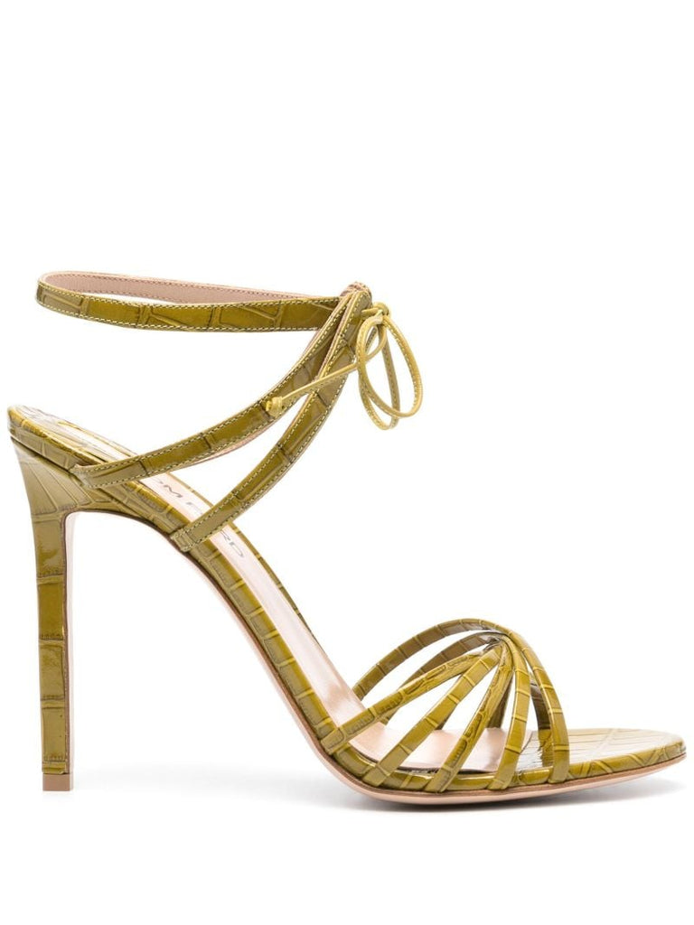 Green Angelica 105 Crocodile-effect Leather Sandals