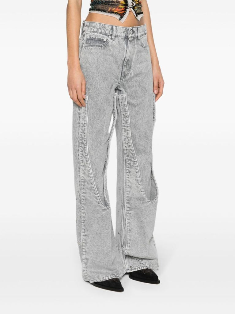 Grey Panelled Organic Cotton Jeans