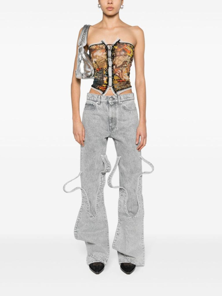 Grey Panelled Organic Cotton Jeans