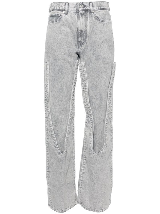 Grey Panelled Organic Cotton Jeans