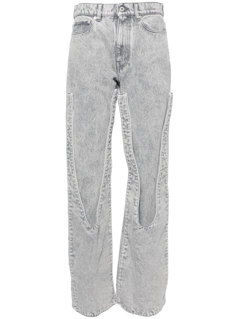 Grey Panelled Organic Cotton Jeans