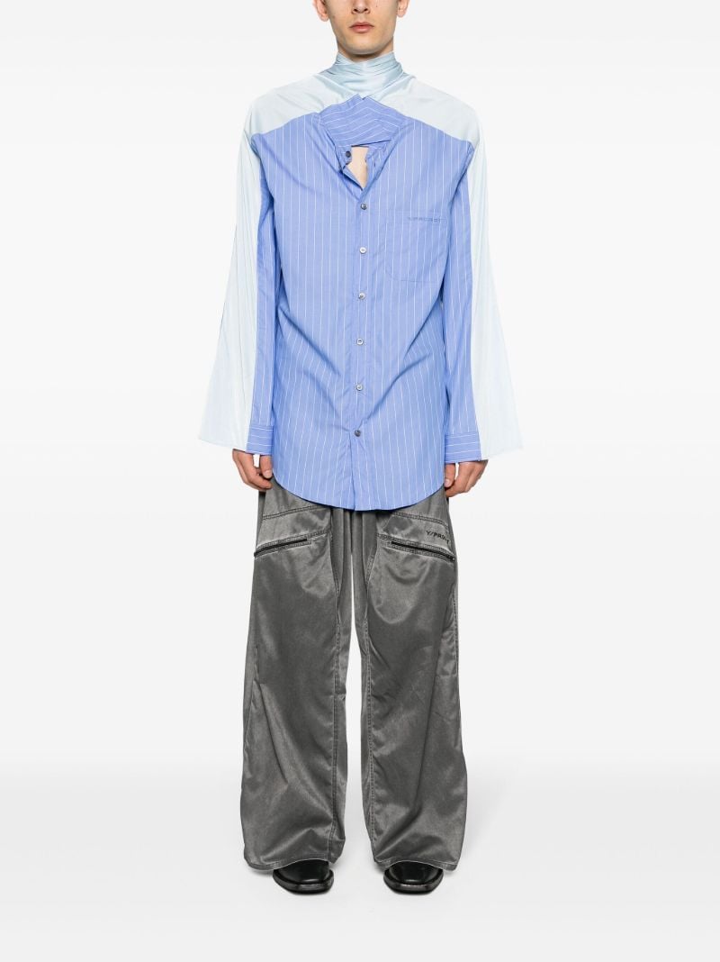 Blue Asymmetrical Striped Shirt