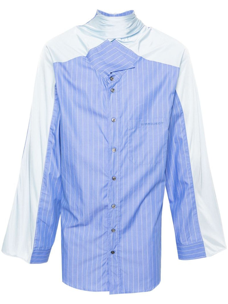 Blue Asymmetrical Striped Shirt