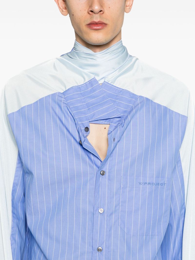 Blue Asymmetrical Striped Shirt