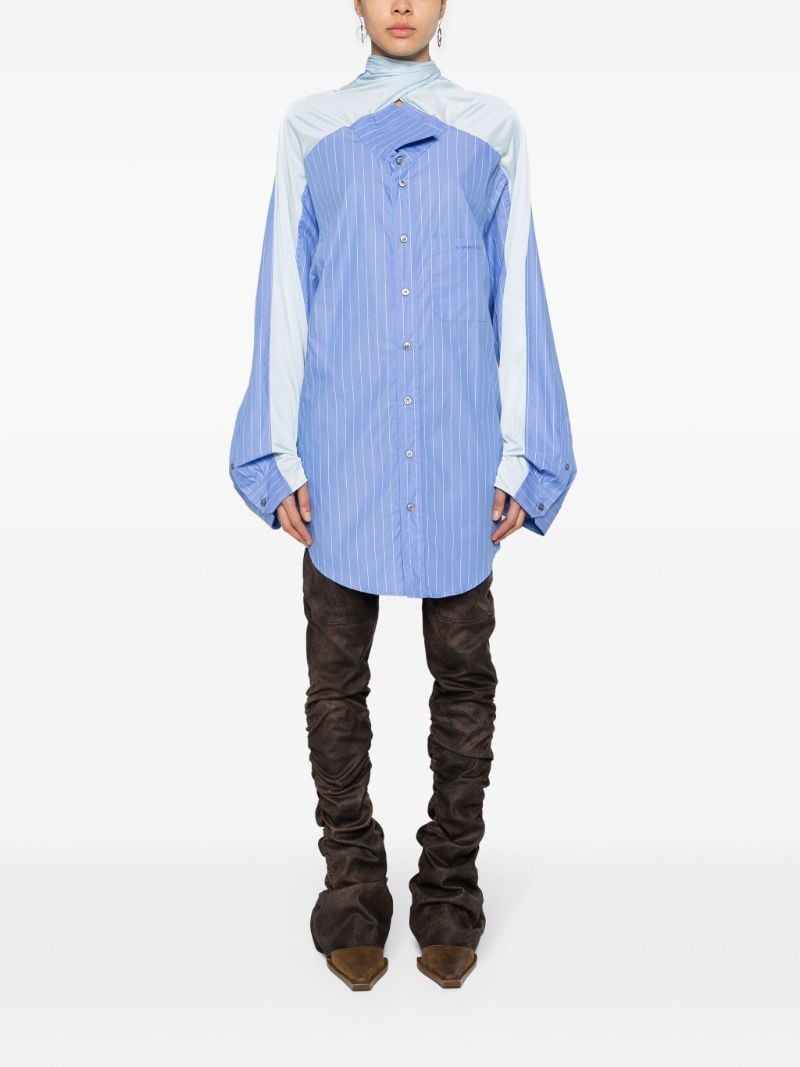 Blue Asymmetrical Striped Shirt