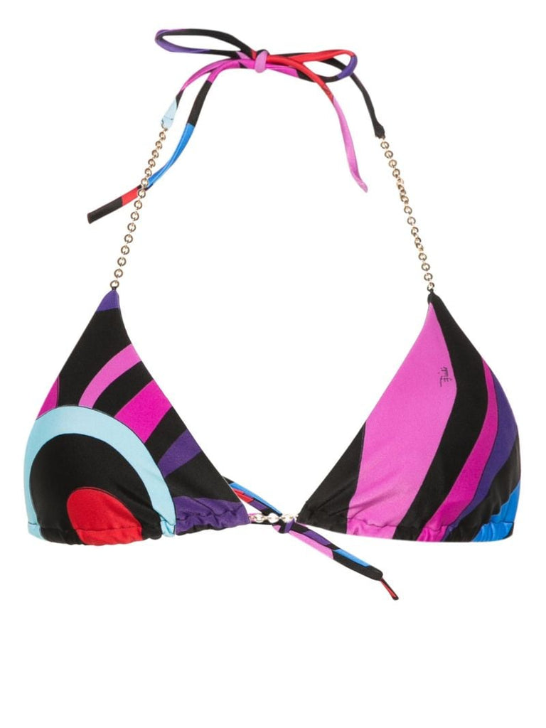 Black Marmo-print Bikini Top