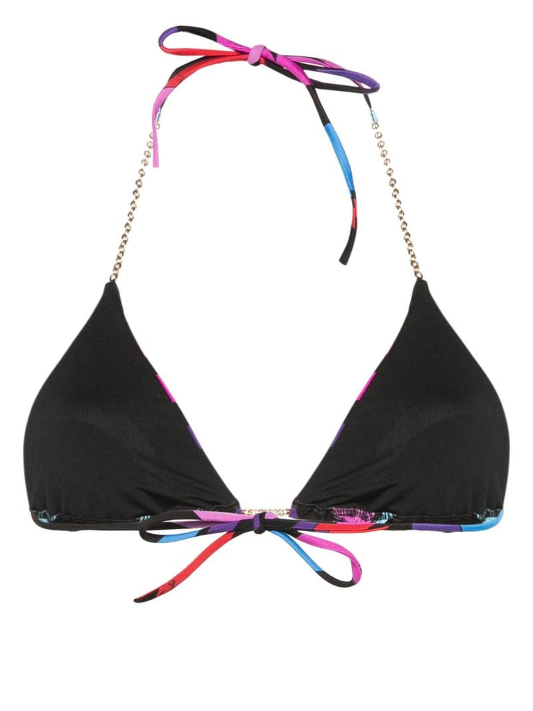 Black Marmo-print Bikini Top