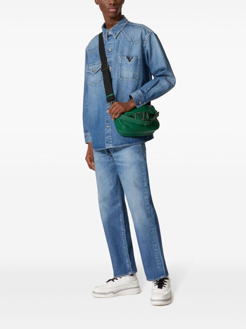 Blue Vlogo-plaque Denim Shirt