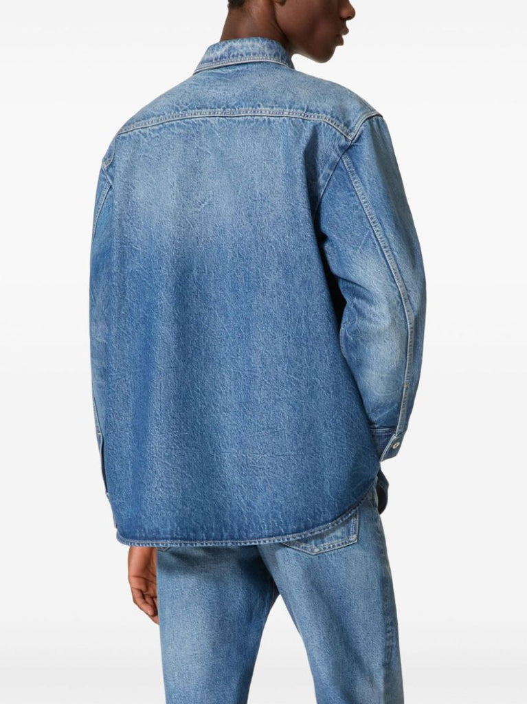 Blue Vlogo-plaque Denim Shirt