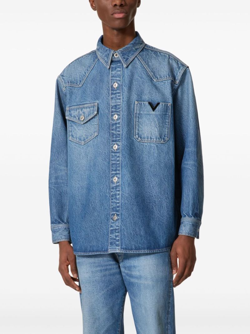 Blue Vlogo-plaque Denim Shirt