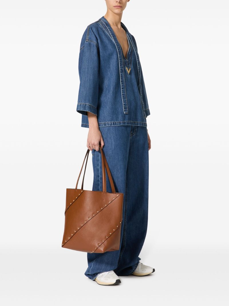 Brown Rockstud Wispy Tote Bag