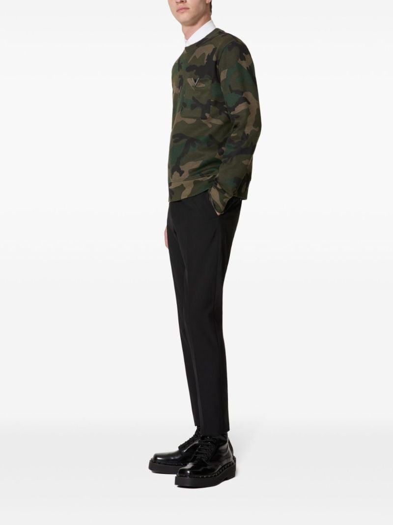 Green Camouflage-pattern Cotton Sweatshirt