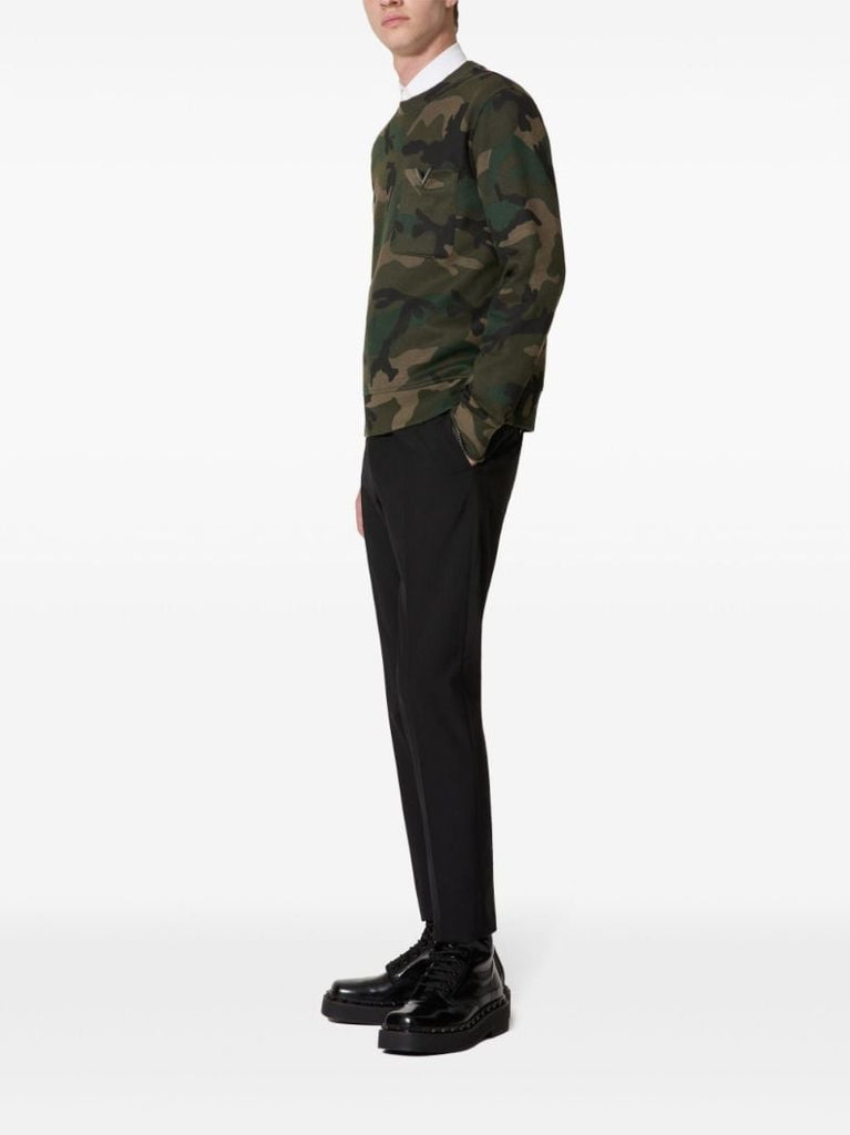 Green Camouflage-pattern Cotton Sweatshirt