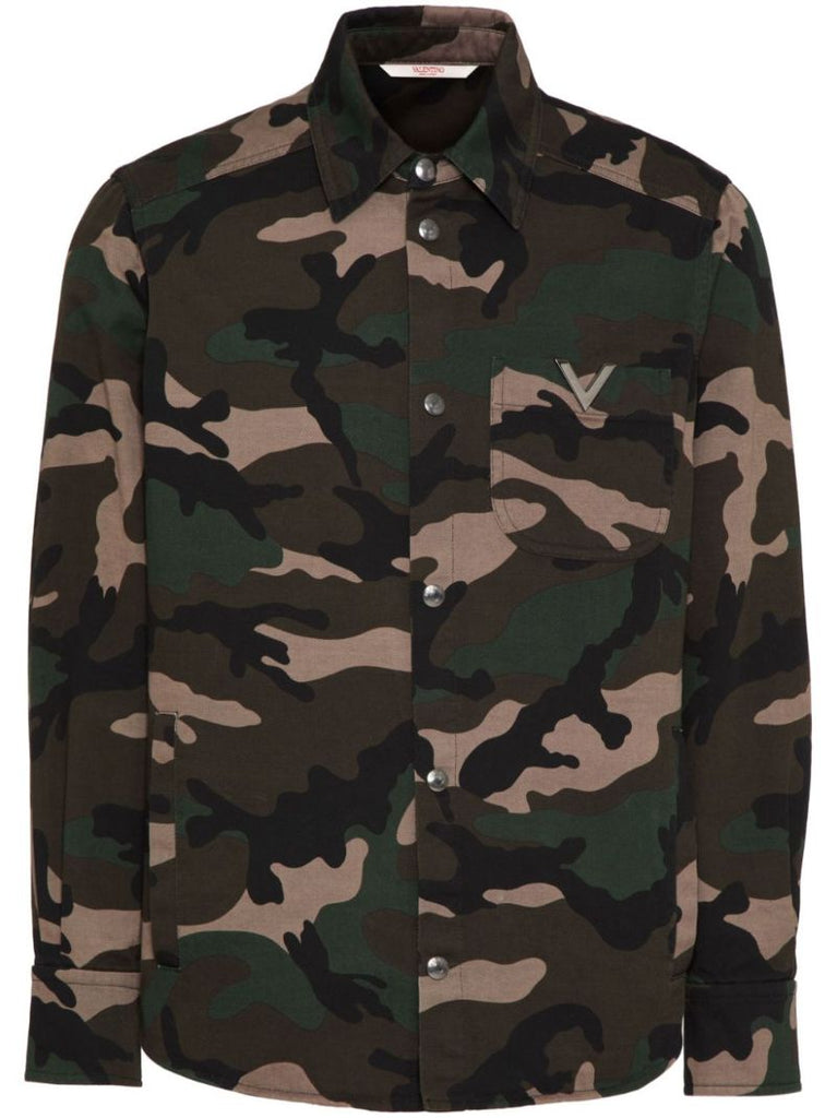 Green Camouflage-print Cotton Shirt
