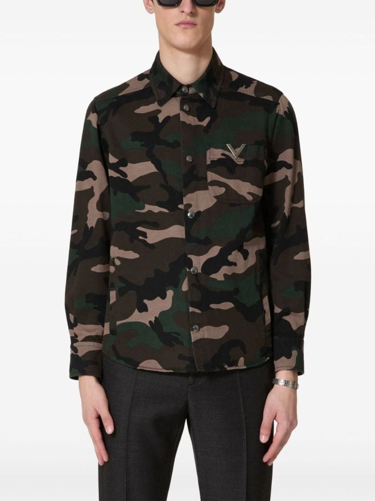 Green Camouflage-print Cotton Shirt