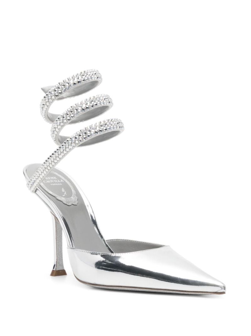 Silver-tone Cleo 105 Leather Pumps