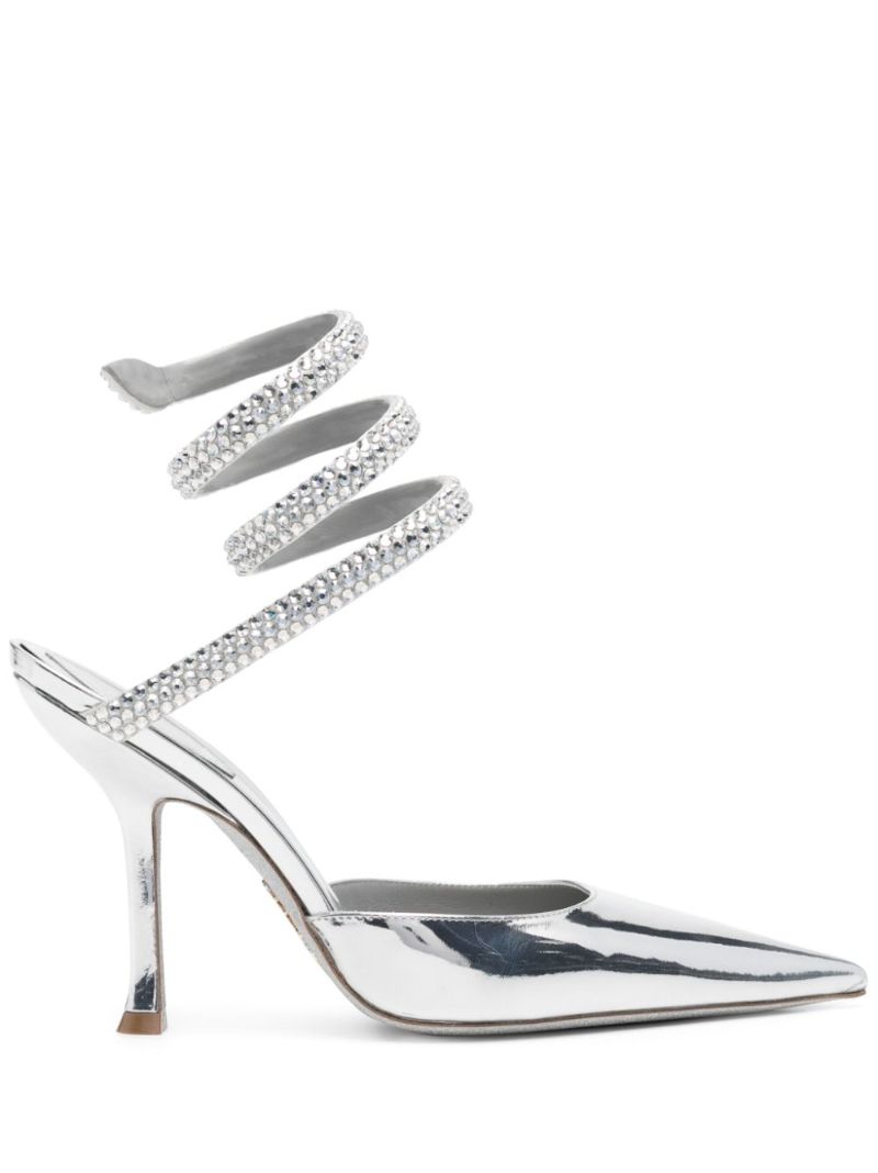 Silver-tone Cleo 105 Leather Pumps