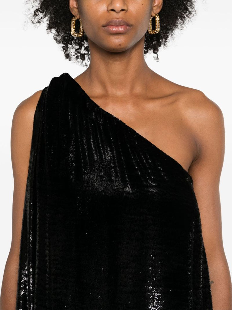 Black LamÃ_x0083_Â© One-shoulder Dress
