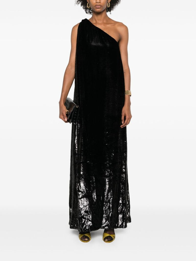 Black LamÃ_x0083_Â© One-shoulder Dress
