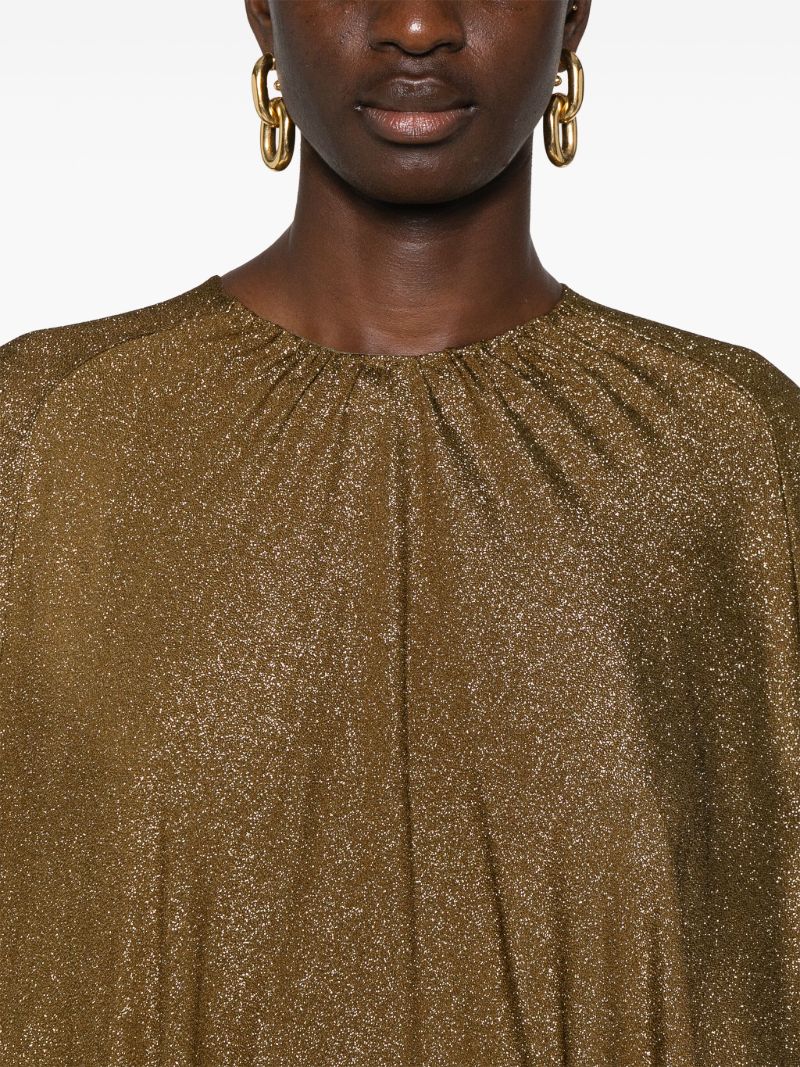 Green Glitter Draped Dress