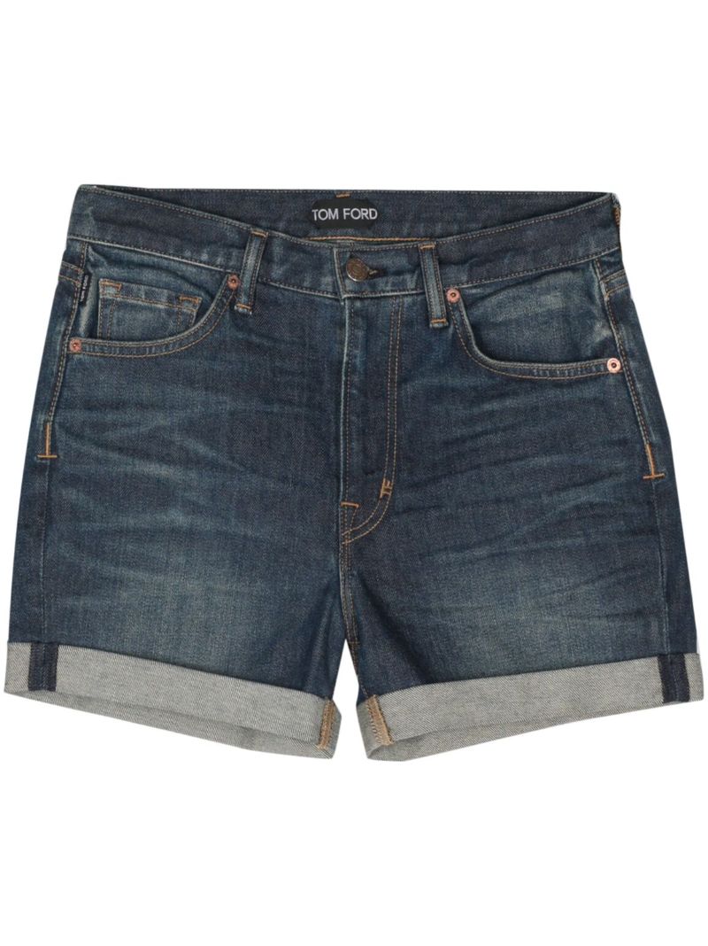 Stonewashed Denim Shorts