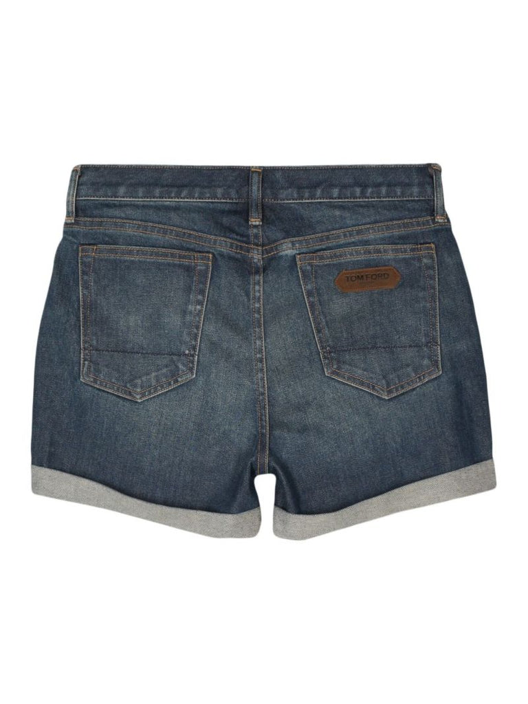Stonewashed Denim Shorts
