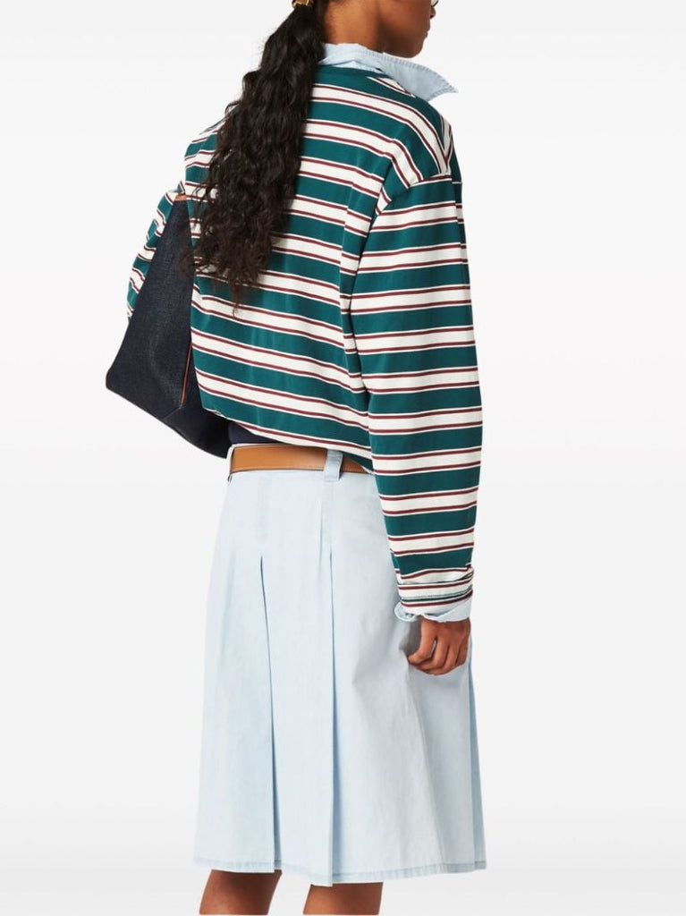 Green Striped Cotton T-shirt
