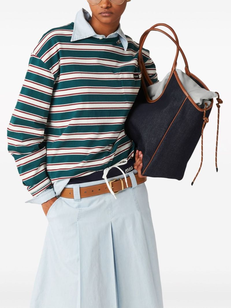 Green Striped Cotton T-shirt