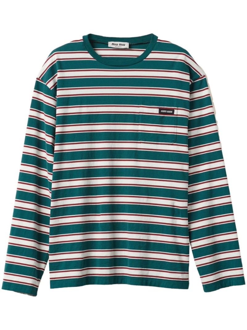 Green Striped Cotton T-shirt