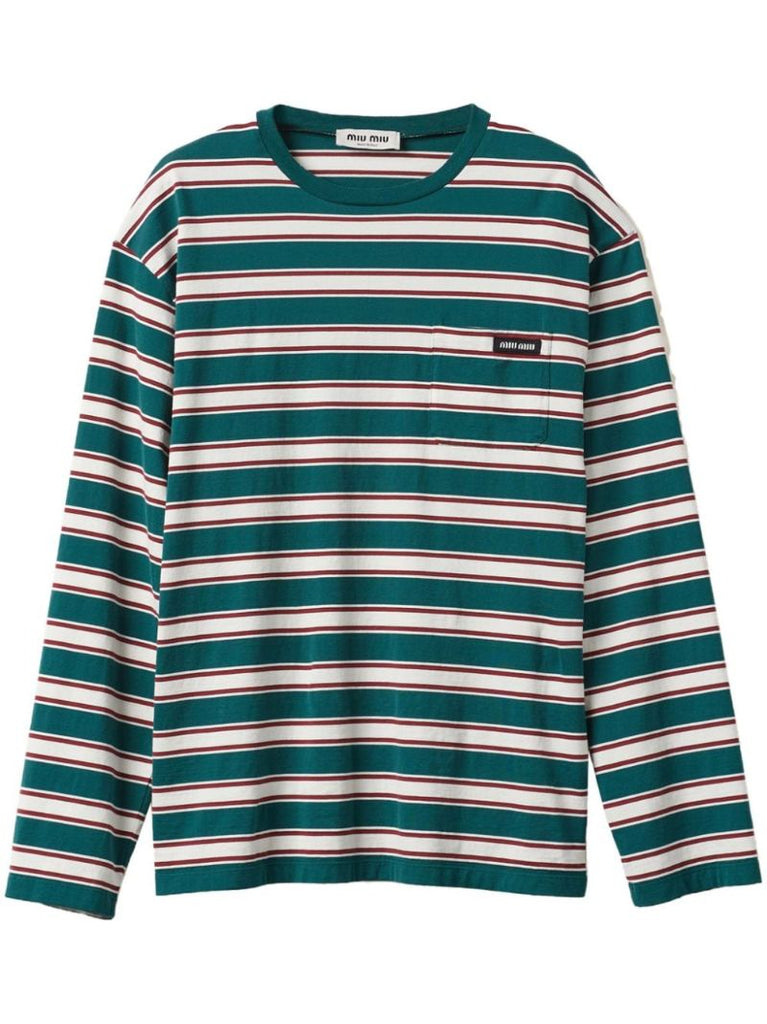 Green Striped Cotton T-shirt