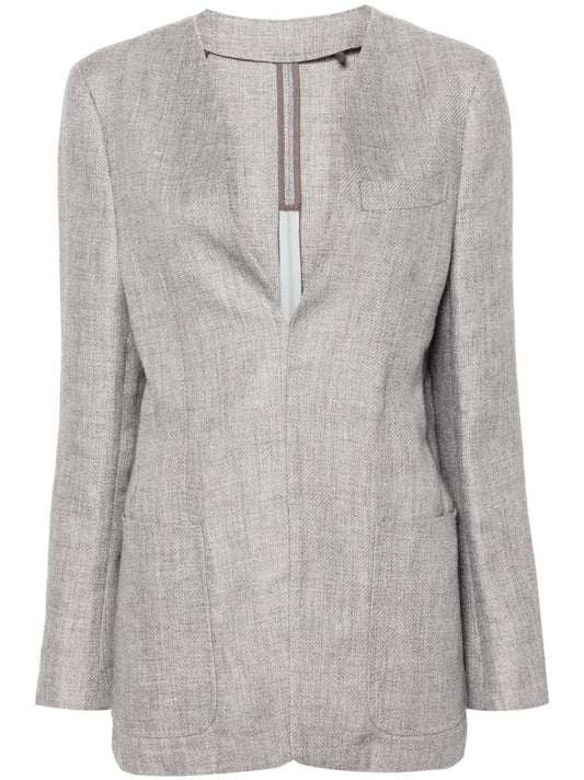 X Zegna Collarless V-neck Blazer
