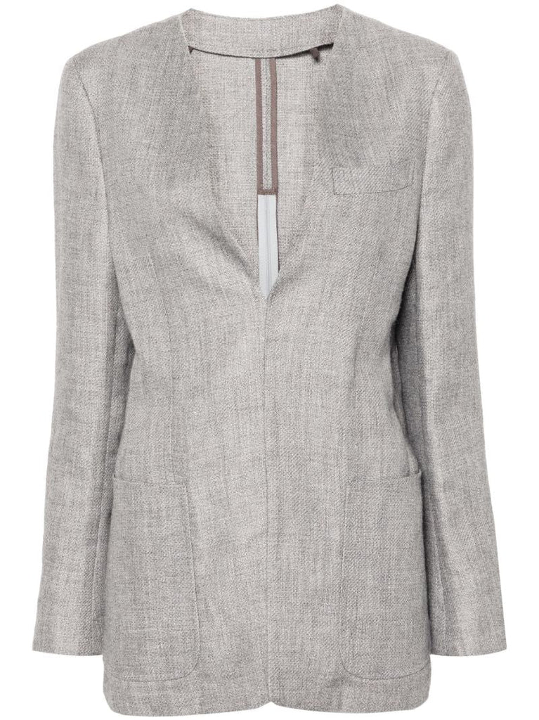 X Zegna Collarless V-neck Blazer