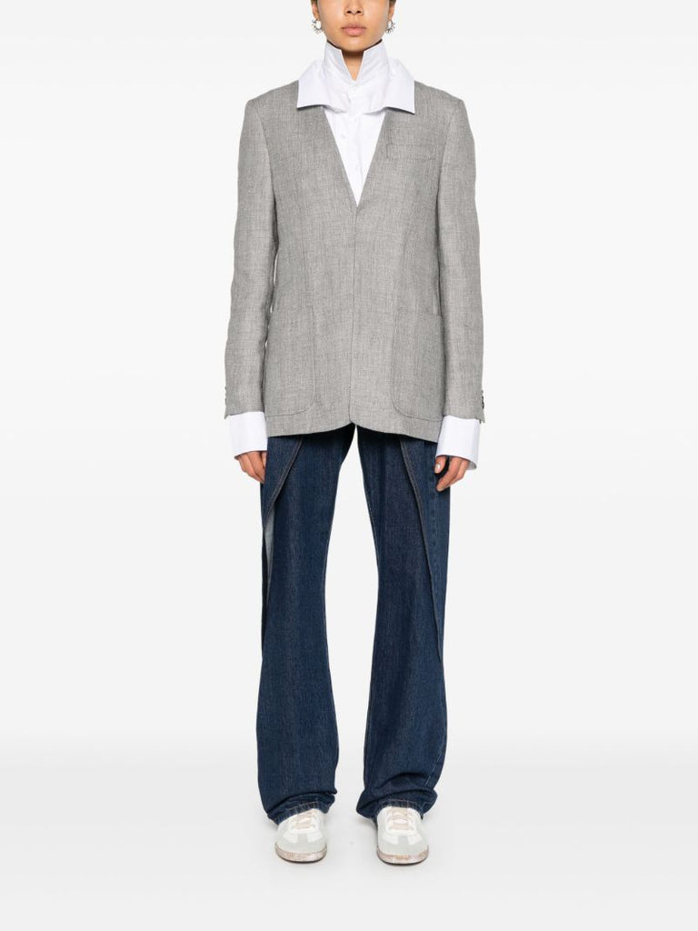 X Zegna Collarless V-neck Blazer