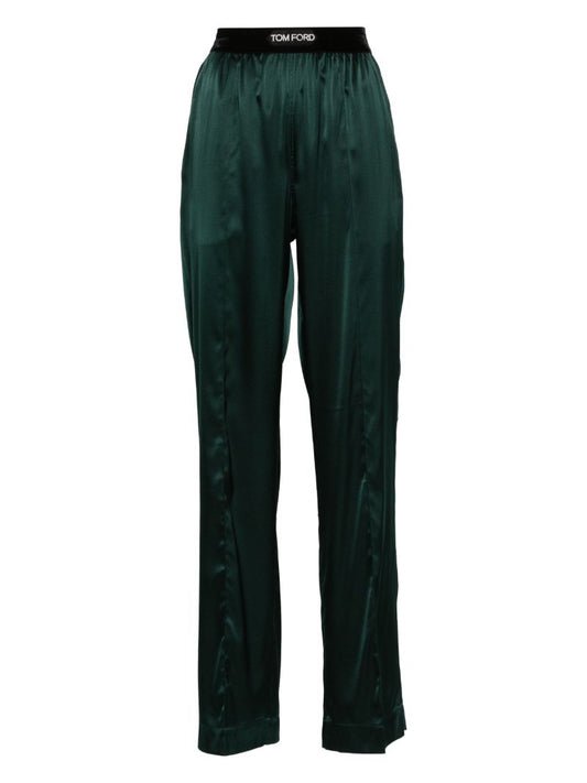 Green Logo Waistband Pajama Trousers