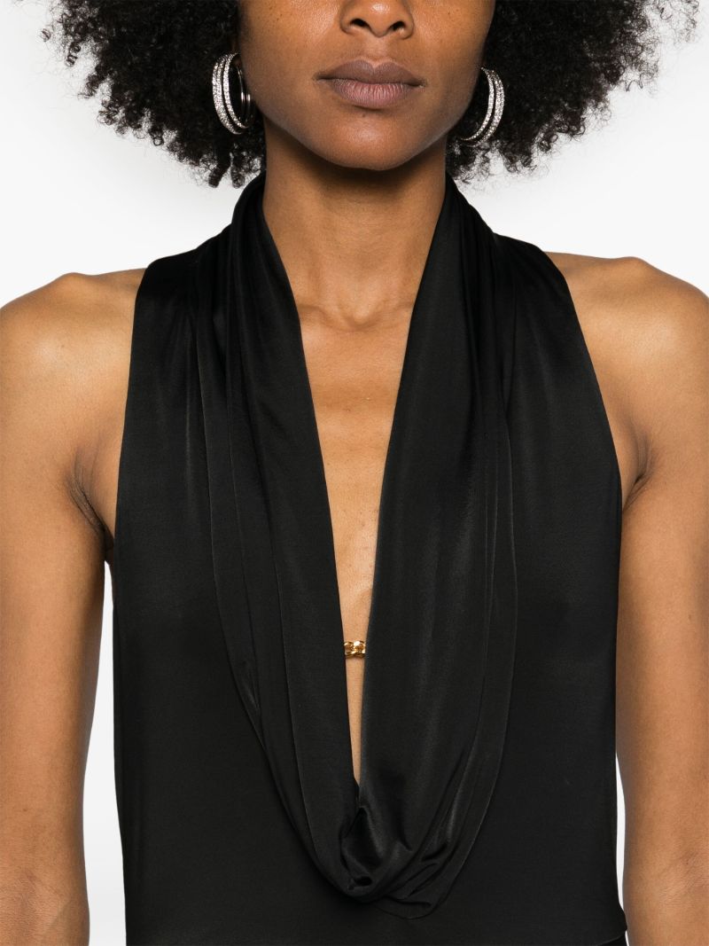 Black Draped Chain-embellished Gown