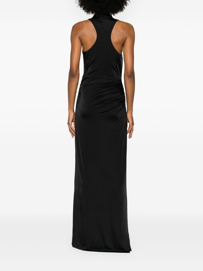 Black Draped Chain-embellished Gown