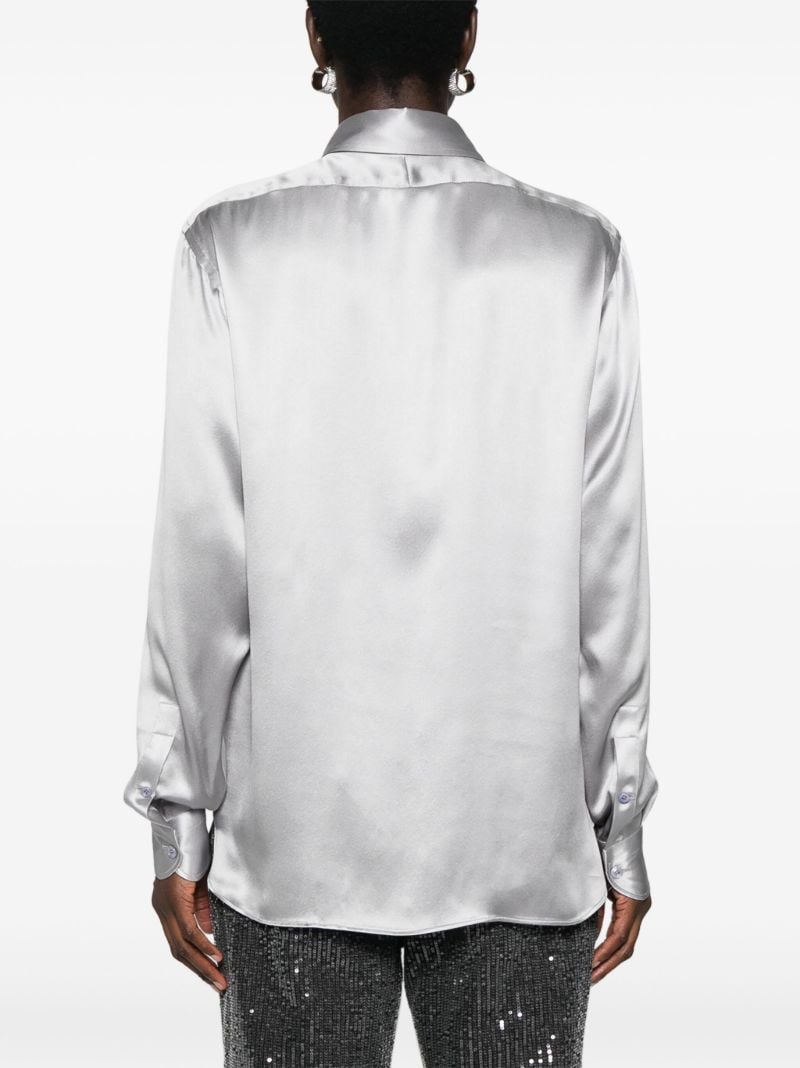 Grey Long-sleeve Silk Shirt