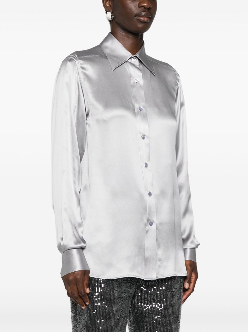 Grey Long-sleeve Silk Shirt